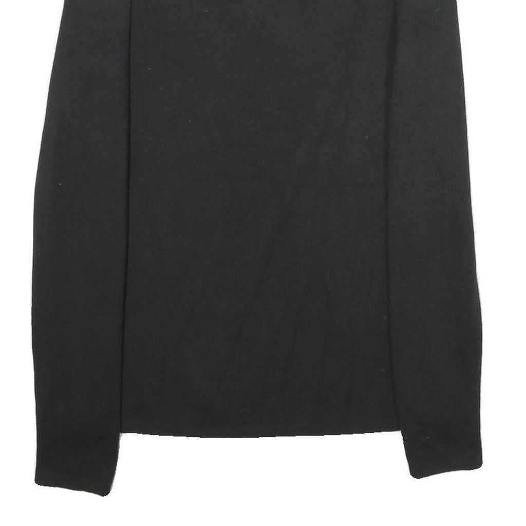 TOMMY HILFIGER Womens Black Plain Jumper Square Neck Basic Knit M Casual Cotton