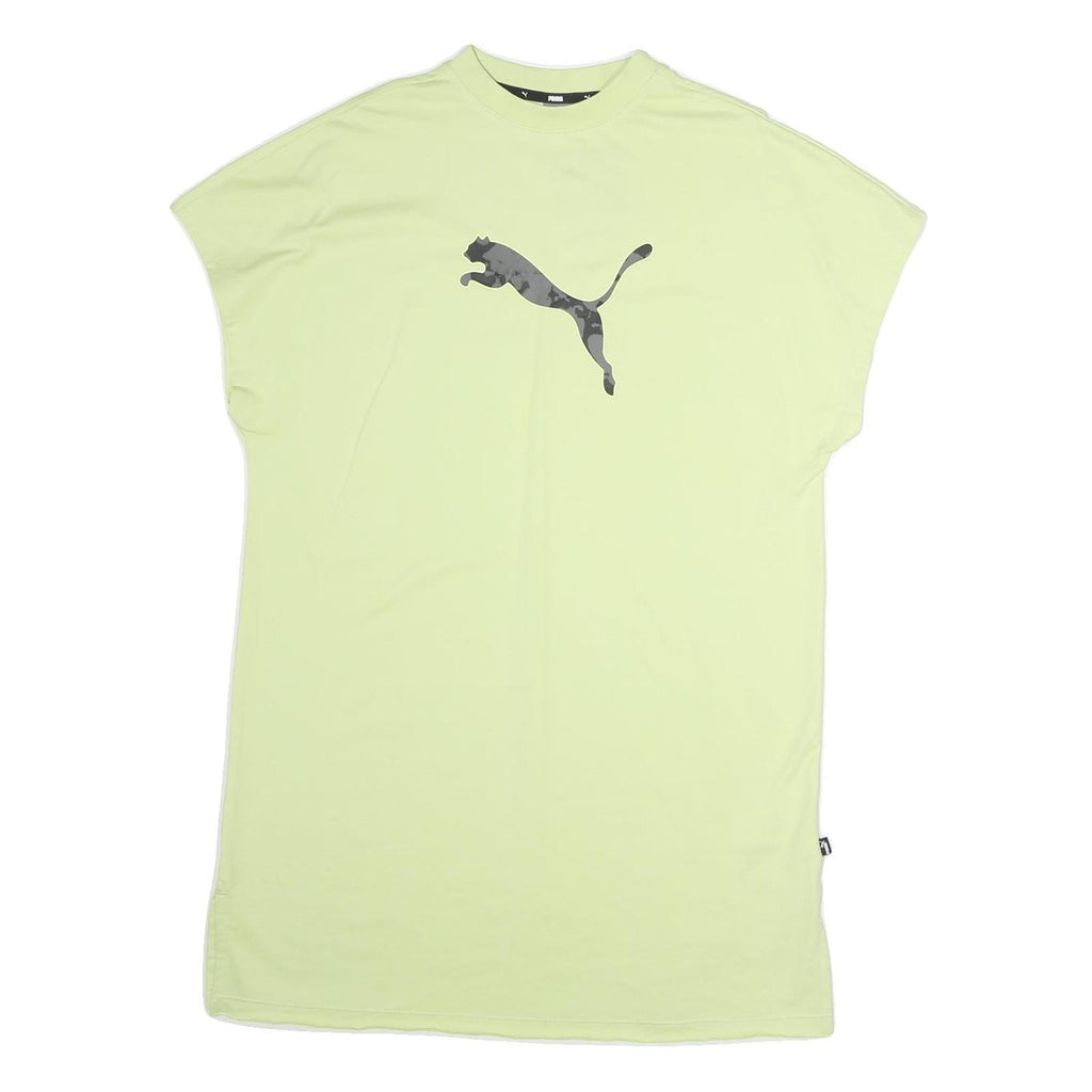 PUMA Womens Yellow Cotton Day Dress L Camo Logo Casual Summer Style