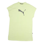 PUMA Womens Yellow Cotton Day Dress L Camo Logo Casual Summer Style