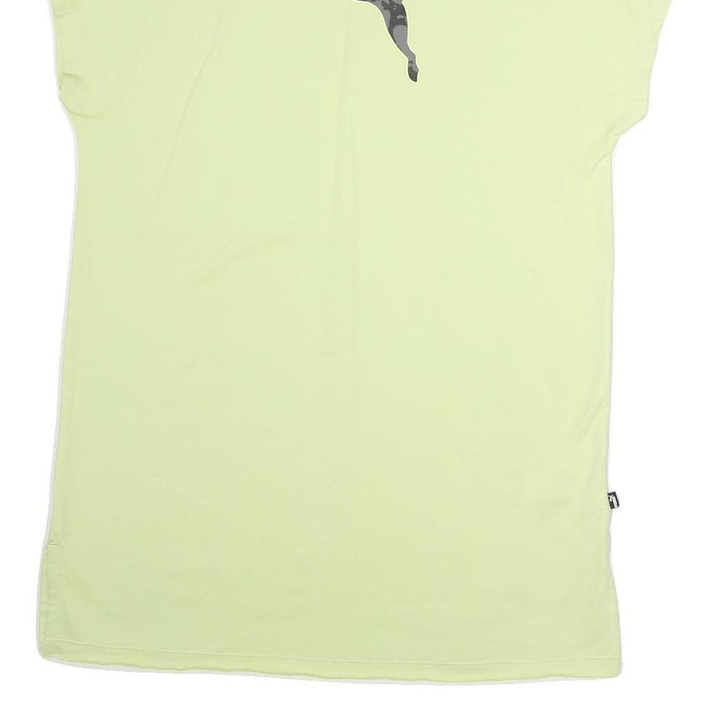 PUMA Womens Yellow Cotton Day Dress L Camo Logo Casual Summer Style