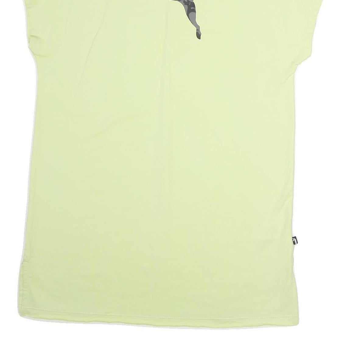 PUMA Womens Yellow Cotton Day Dress L Camo Logo Casual Summer Style