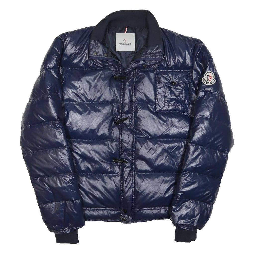 MONCLER Mens Blue Jacket L Polyester Blend Puffer Quilted Zip Fastening