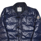 MONCLER Mens Blue Jacket L Polyester Blend Puffer Quilted Zip Fastening