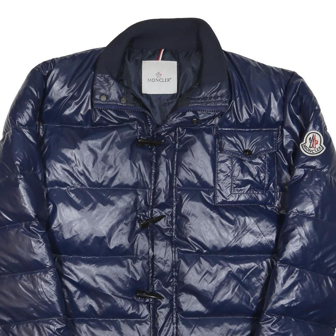 MONCLER Mens Blue Jacket L Polyester Blend Puffer Quilted Zip Fastening