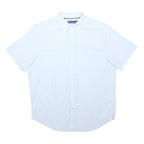 NAUTICA Mens Light Blue Cotton Blend Short Sleeve Shirt L Button Down Casual