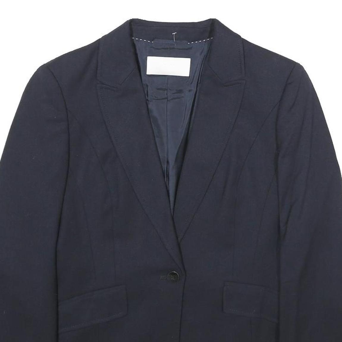 BOSS HUGO BOSS Womens Navy Blue Tailored Wool Blend Jacket UK 4 Button Closure