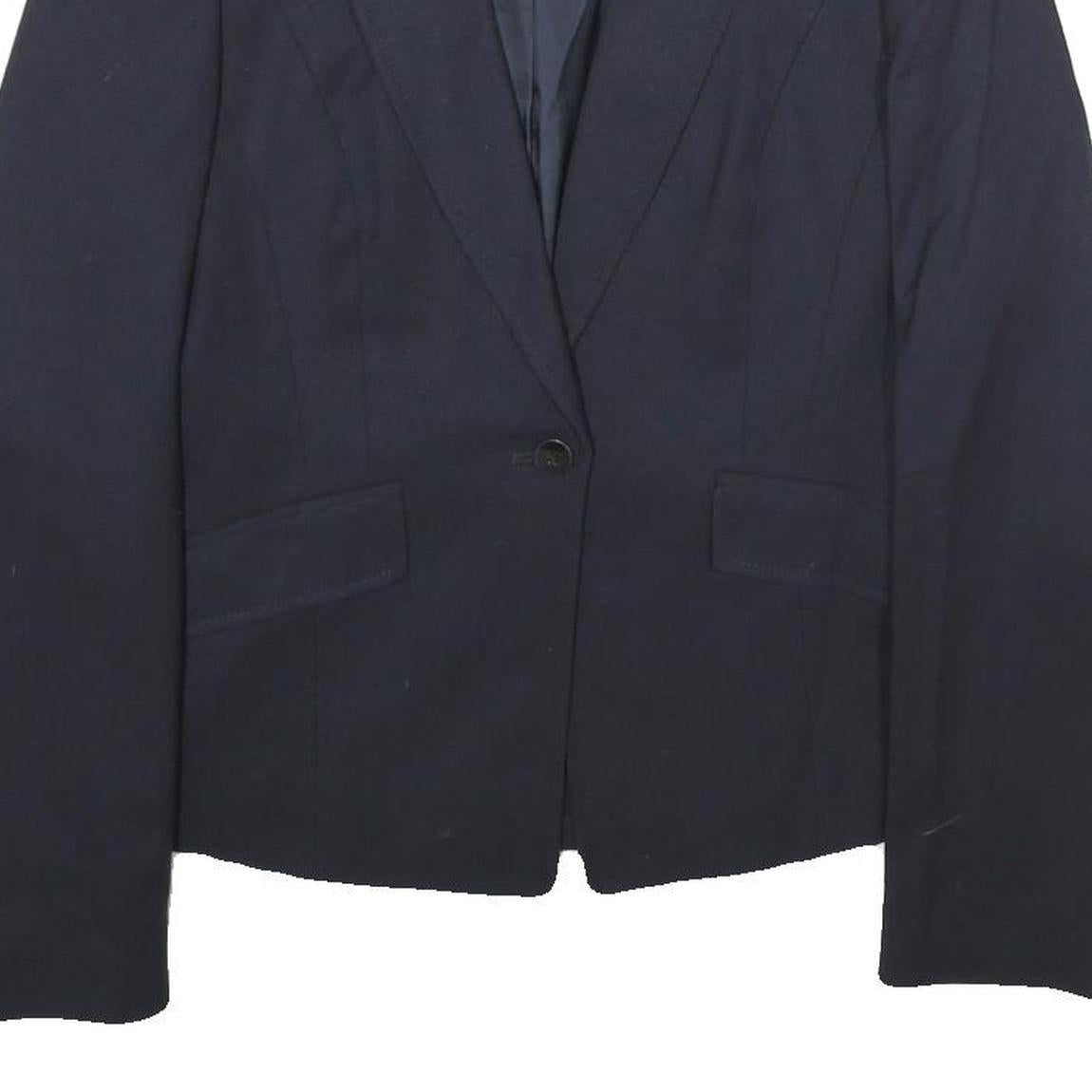 BOSS HUGO BOSS Womens Navy Blue Tailored Wool Blend Jacket UK 4 Button Closure