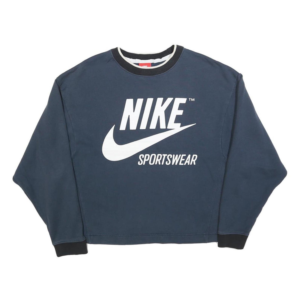 NIKE Womens Blue Crew Neck XS Sportswear Logo Sweatshirt Cotton Blend