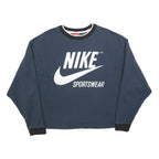 NIKE Womens Blue Crew Neck XS Sportswear Logo Sweatshirt Cotton Blend