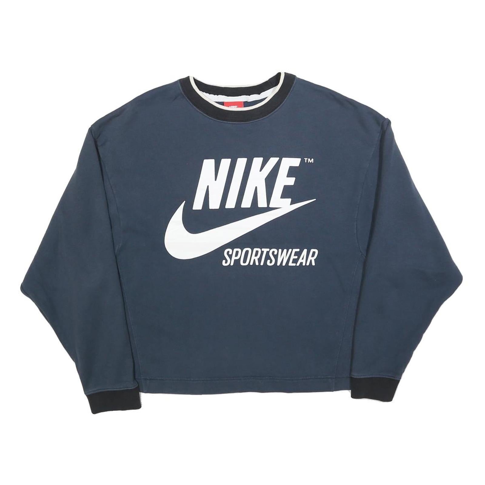 NIKE Womens Blue Crew Neck XS Sportswear Logo Sweatshirt Cotton Blend