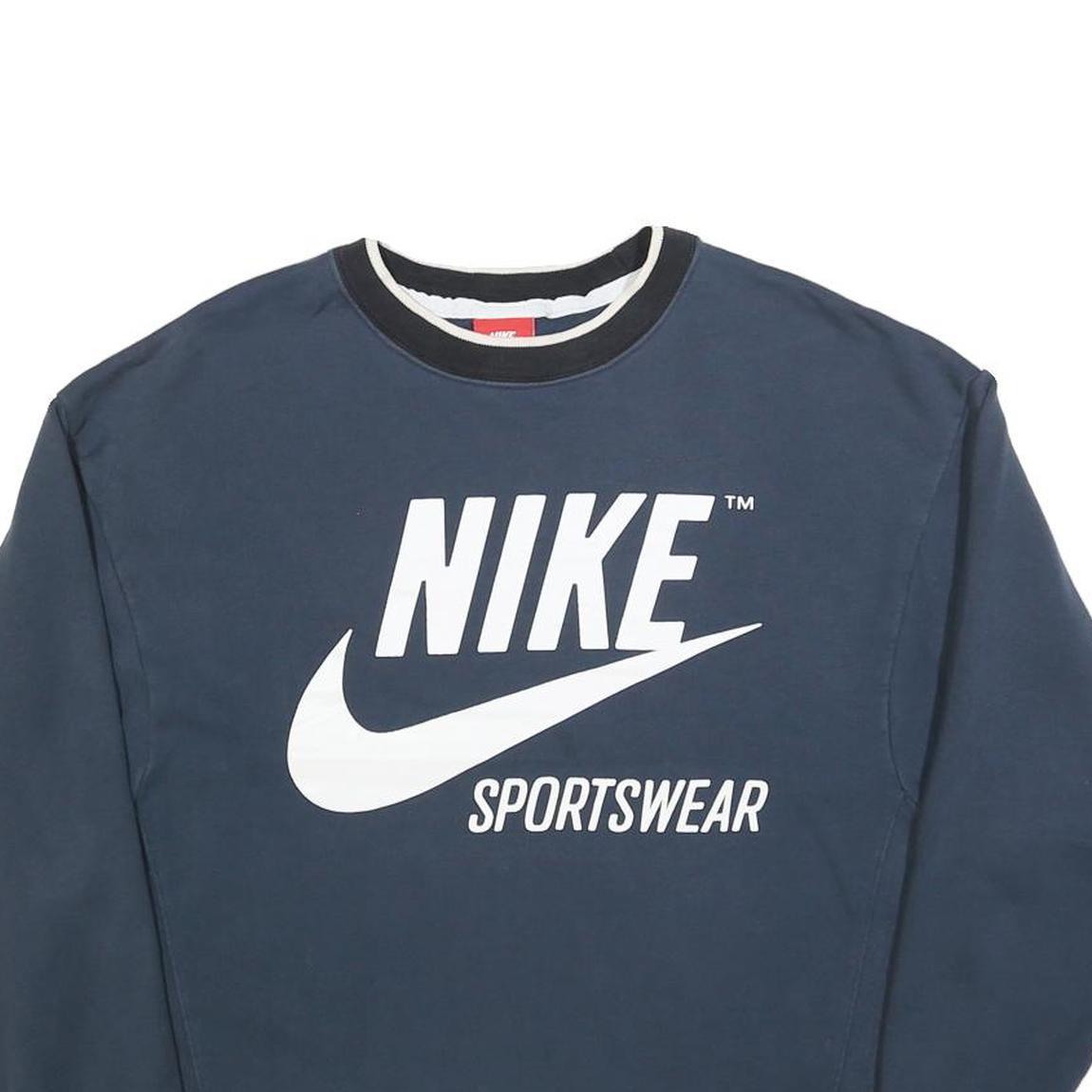 NIKE Womens Blue Crew Neck XS Sportswear Logo Sweatshirt Cotton Blend