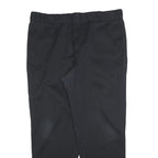 DICKIES Mens Cotton Blend Black Regular Straight Trousers W42 L32 Workwear Zip