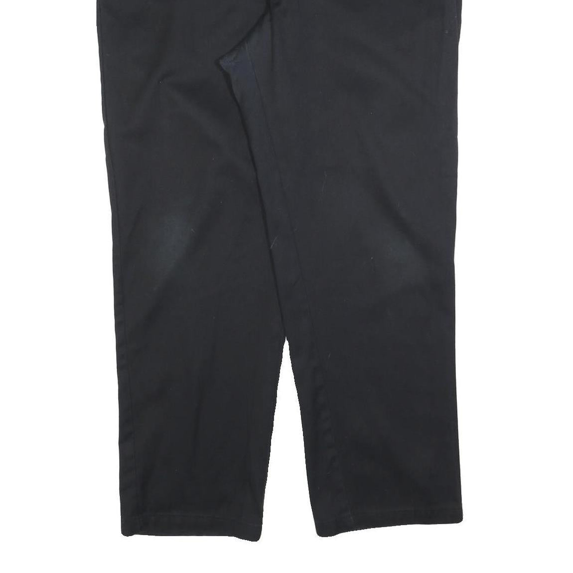 DICKIES Mens Cotton Blend Black Regular Straight Trousers W42 L32 Workwear Zip