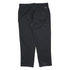 DICKIES Mens Cotton Blend Black Regular Straight Trousers W42 L32 Workwear Zip