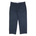 DICKIES Mens Cotton Blend Navy Relaxed Straight Trousers W40 L30 Workwear