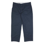 DICKIES Mens Cotton Blend Navy Relaxed Straight Trousers W40 L30 Workwear