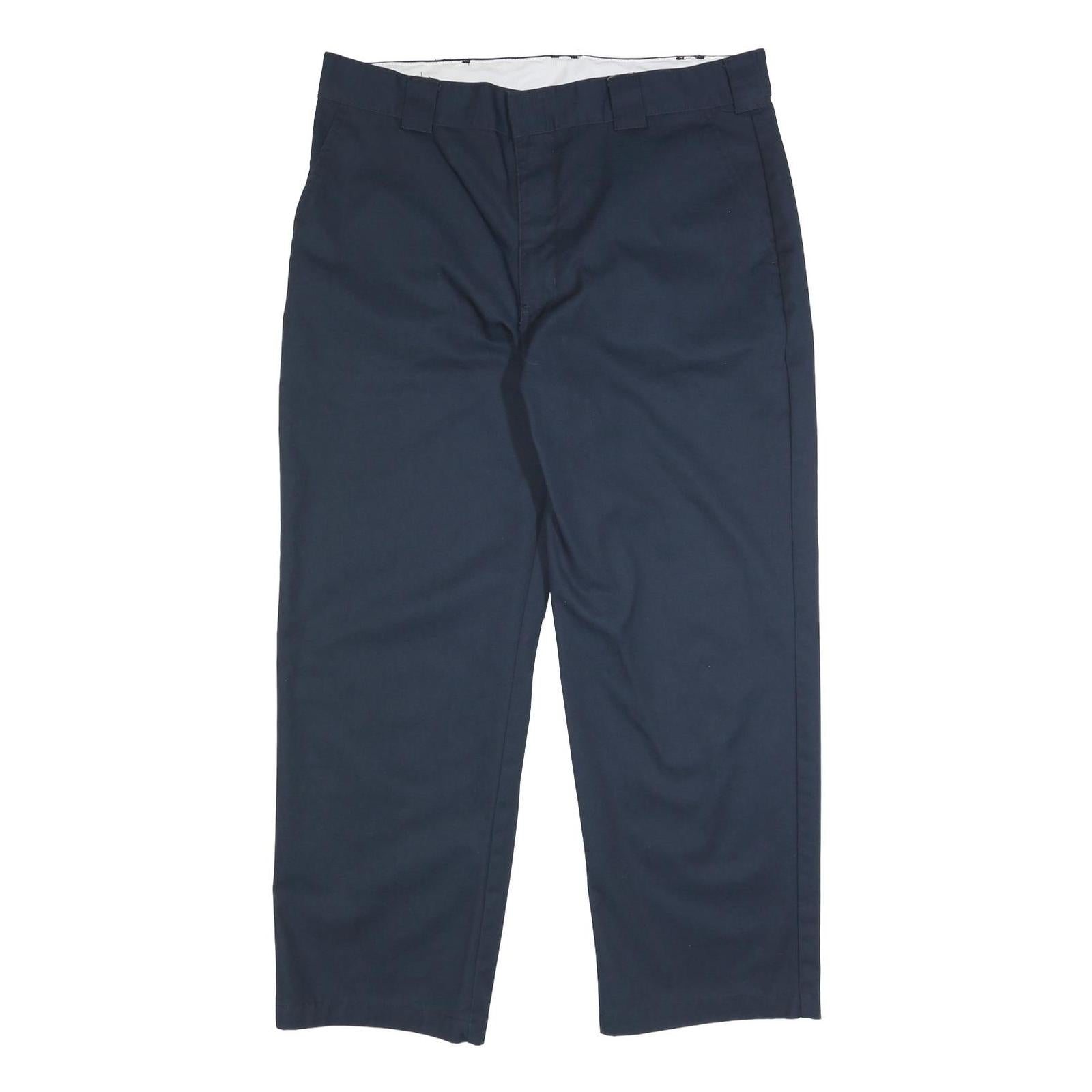 DICKIES Mens Cotton Blend Navy Relaxed Straight Trousers W40 L30 Workwear