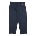 DICKIES Mens Cotton Blend Navy Relaxed Straight Trousers W40 L30 Workwear