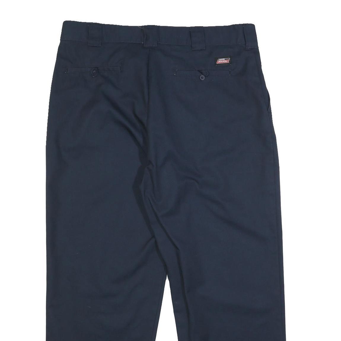 DICKIES Mens Cotton Blend Navy Relaxed Straight Trousers W40 L30 Workwear
