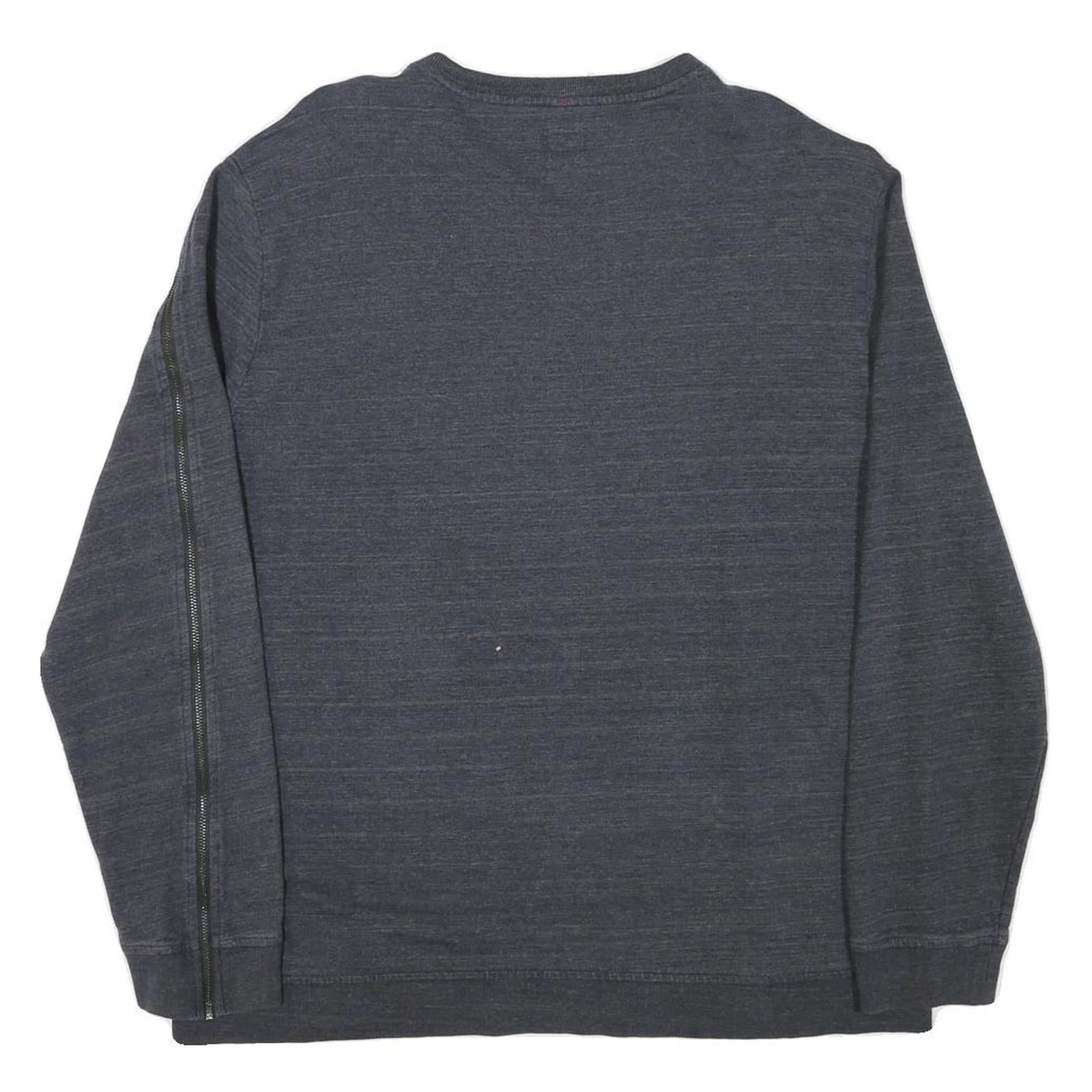 CALVIN KLEIN Mens Grey Cotton Blend Crew Neck XL Sweatshirt Zipper Detail