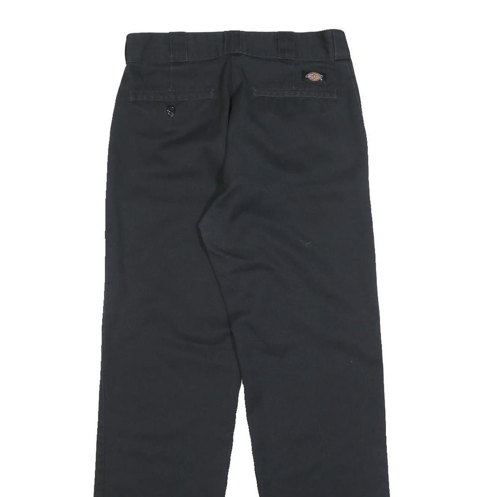 DICKIES Mens Cotton Blend Black Regular Straight Trousers W28 L32 Workwear Zip