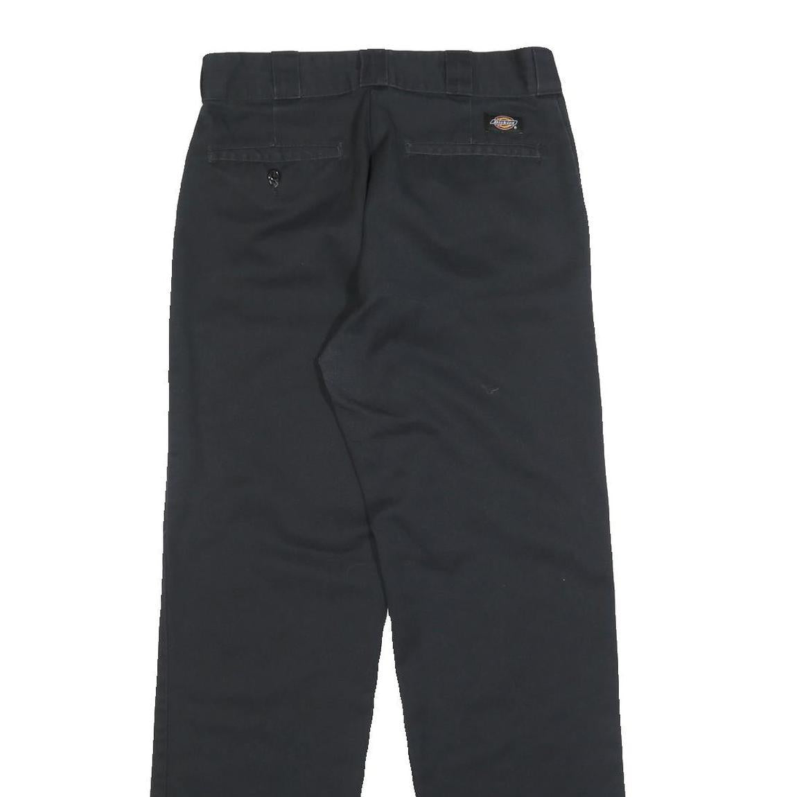 DICKIES Mens Cotton Blend Black Regular Straight Trousers W28 L32 Workwear Zip