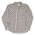 WESTERN ALOA Womens Brown & White Checked Shirt 2XL Cotton Blend Long Sleeve