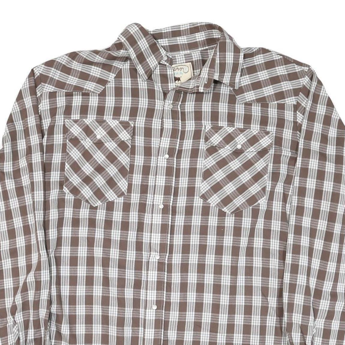 WESTERN ALOA Womens Brown & White Checked Shirt 2XL Cotton Blend Long Sleeve