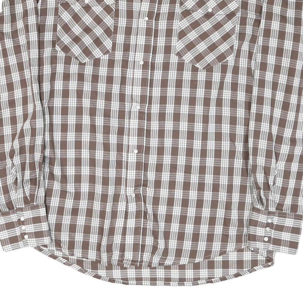 WESTERN ALOA Womens Brown & White Checked Shirt 2XL Cotton Blend Long Sleeve