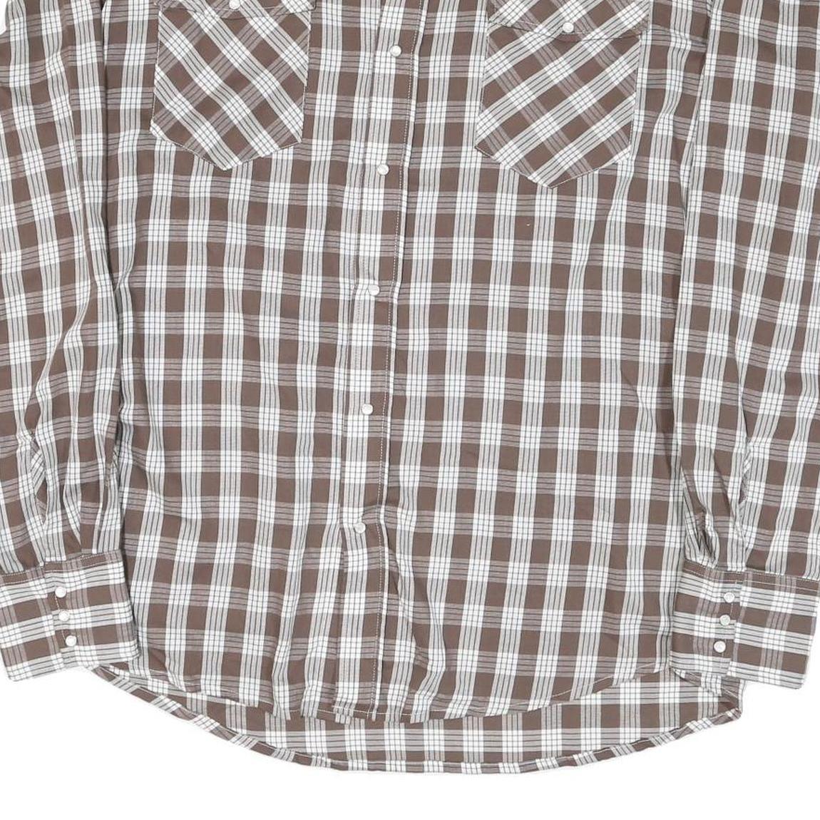 WESTERN ALOA Womens Brown & White Checked Shirt 2XL Cotton Blend Long Sleeve