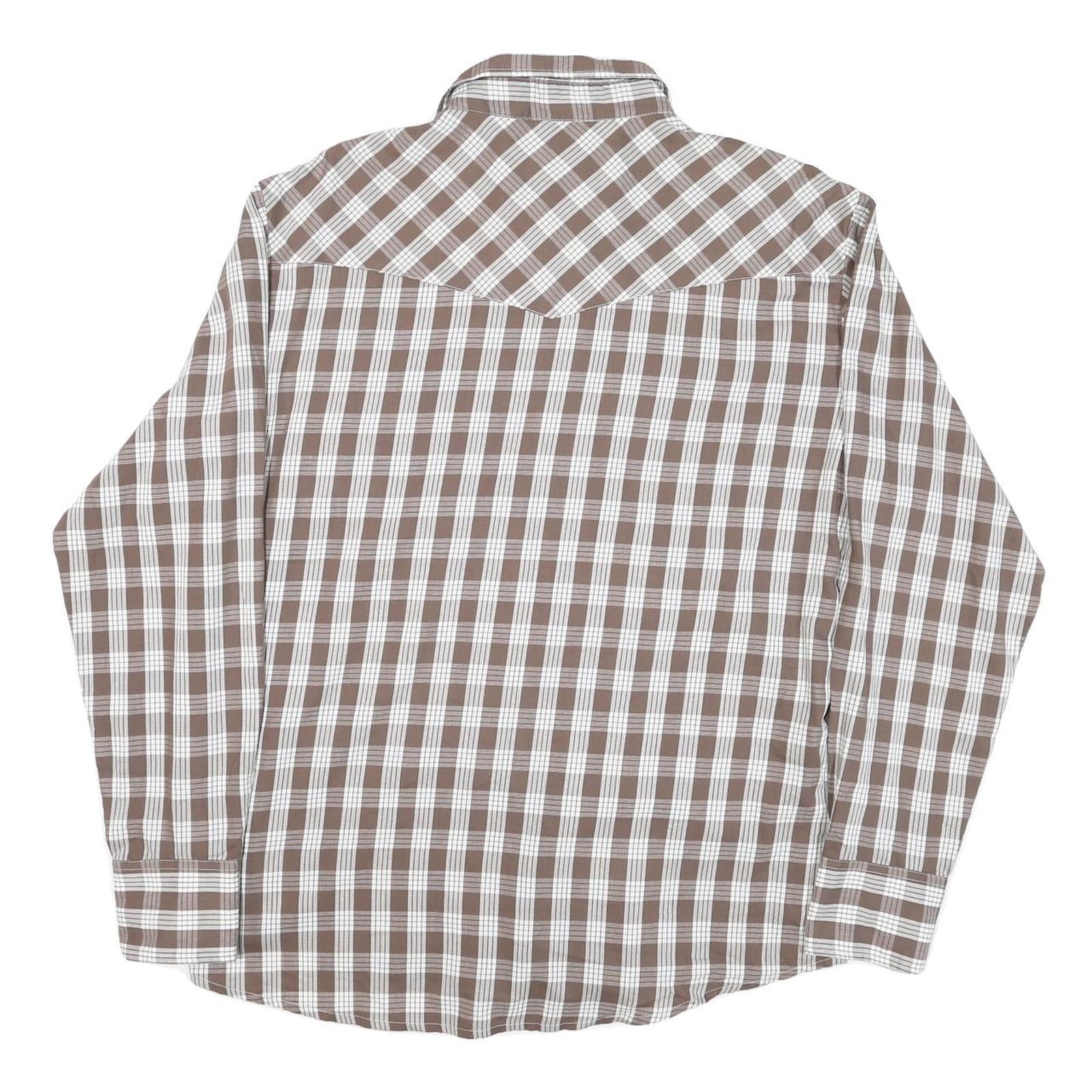 WESTERN ALOA Womens Brown & White Checked Shirt 2XL Cotton Blend Long Sleeve