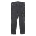 ZARA Womens Regular Black Skinny Denim Cotton Blend W30 L28 Embroidered Detail