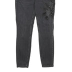 ZARA Womens Regular Black Skinny Denim Cotton Blend W30 L28 Embroidered Detail