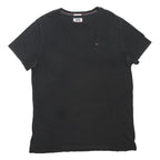 TOMMY JEANS Mens Black 2XL Plain Crew Neck Short Sleeve Cotton Blend T-Shirt