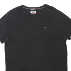 TOMMY JEANS Mens Black 2XL Plain Crew Neck Short Sleeve Cotton Blend T-Shirt