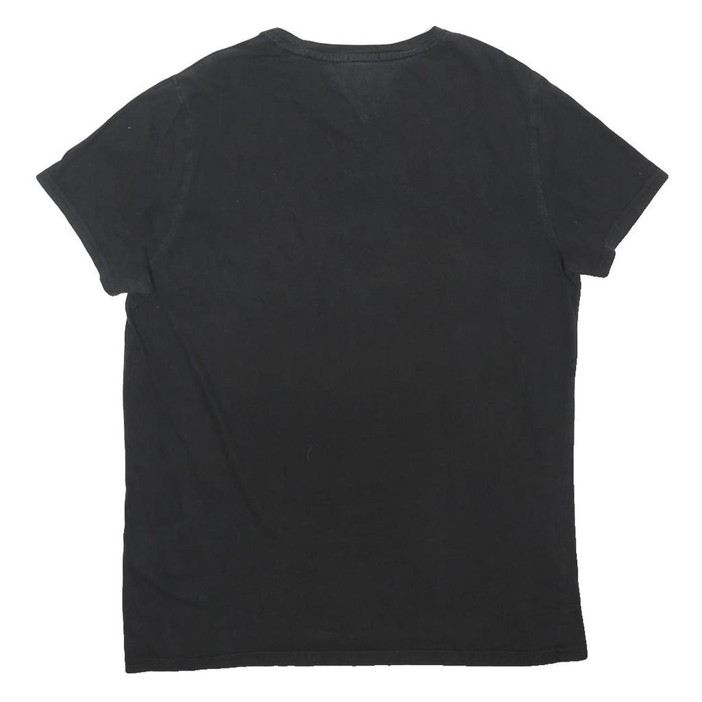 TOMMY JEANS Mens Black 2XL Plain Crew Neck Short Sleeve Cotton Blend T-Shirt