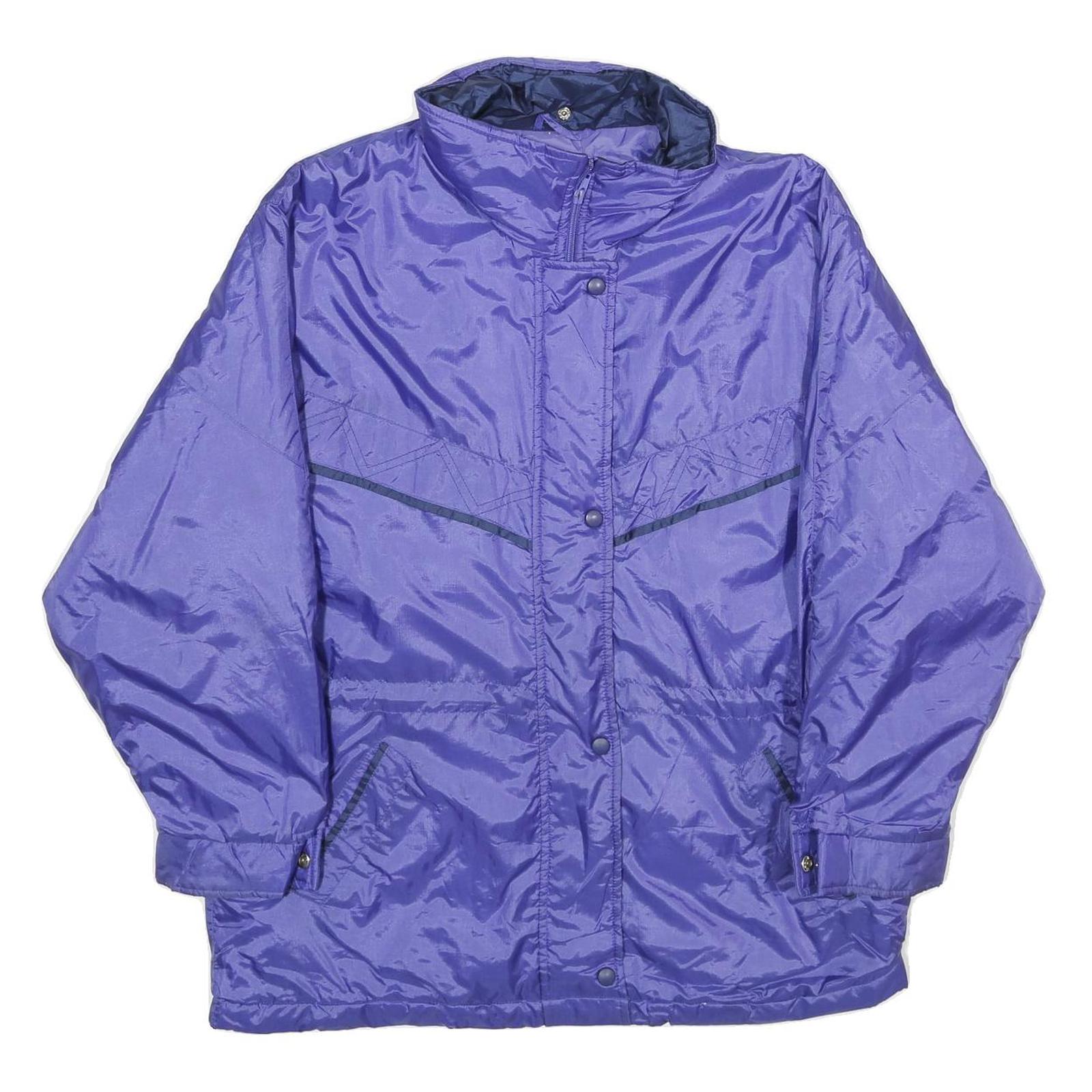 SEQUENCE Womens Purple Nylon Zip Jacket UK 18 Plain Lightweight Outerwear