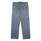 CARHARTT Mens Jeans Blue Regular Straight Denim Medium W36 L32 Distressed Zip