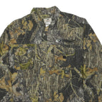 MOSSY OAK Mens Green Brown Camouflage Cotton Blend Shirt XL Outdoor Pattern