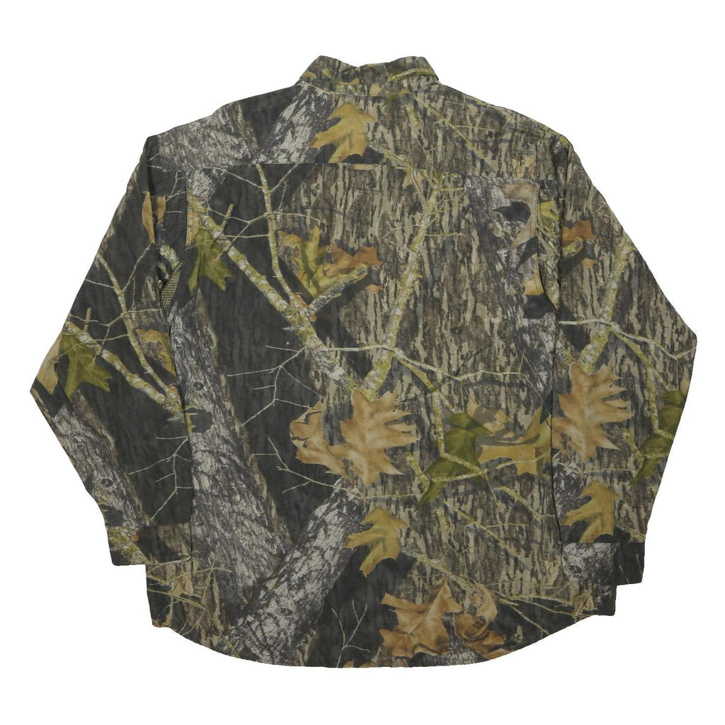 MOSSY OAK Mens Green Brown Camouflage Cotton Blend Shirt XL Outdoor Pattern