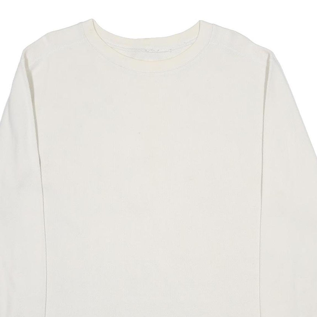 CARHARTT Mens White Crew Neck L Long Sleeve Cotton Sweatshirt Waffle Knit
