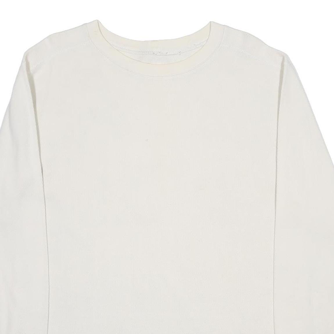 CARHARTT Mens White Crew Neck L Long Sleeve Cotton Sweatshirt Waffle Knit
