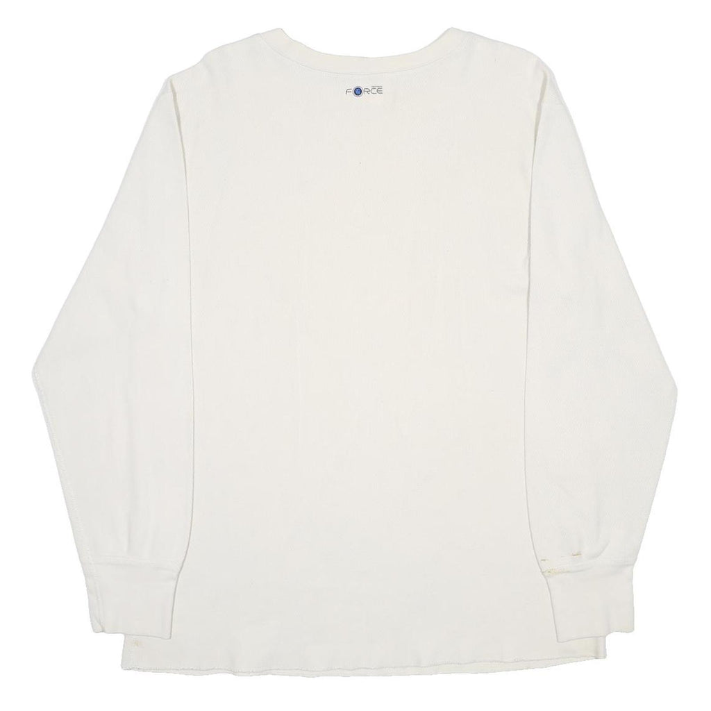 CARHARTT Mens White Crew Neck L Long Sleeve Cotton Sweatshirt Waffle Knit