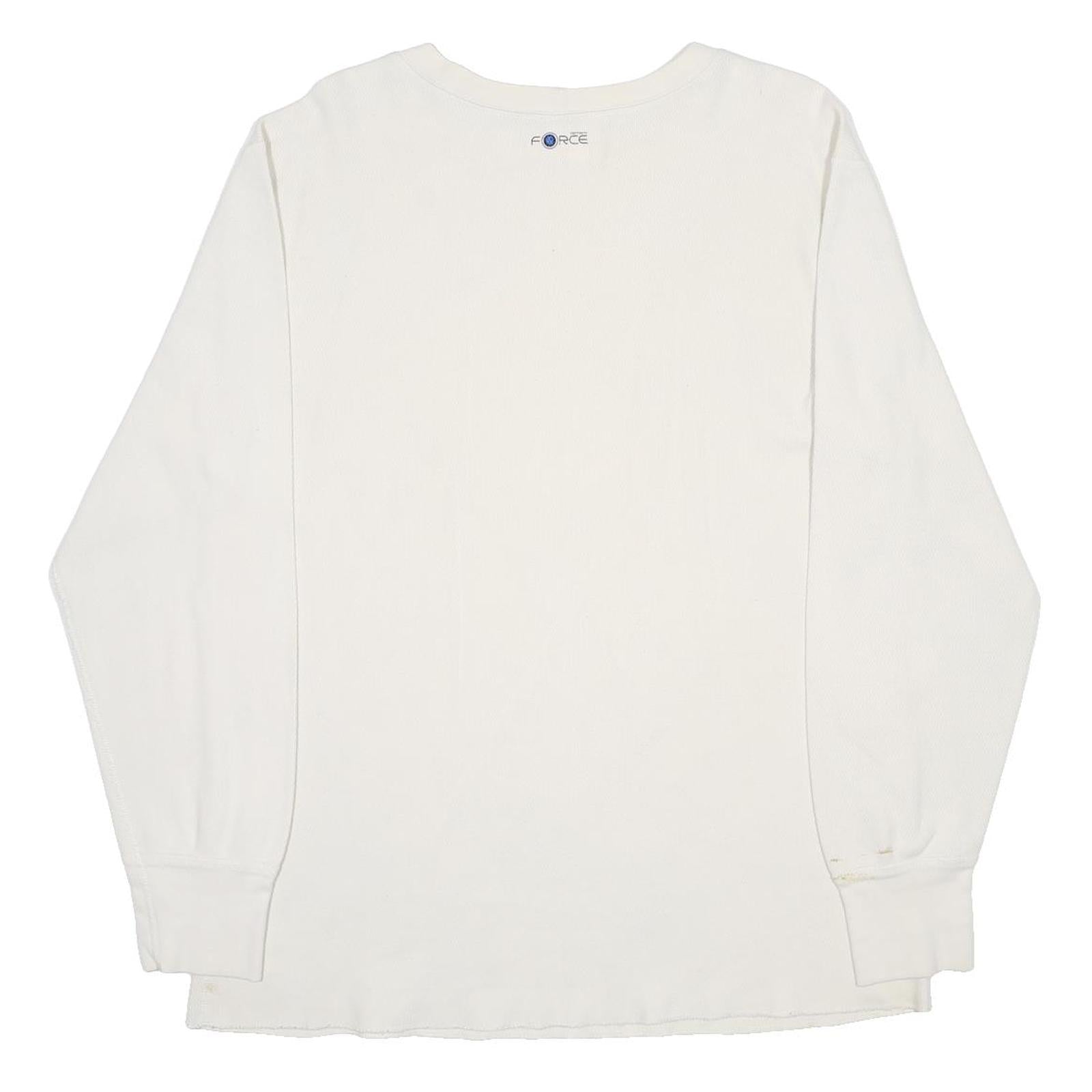 CARHARTT Mens White Crew Neck L Long Sleeve Cotton Sweatshirt Waffle Knit