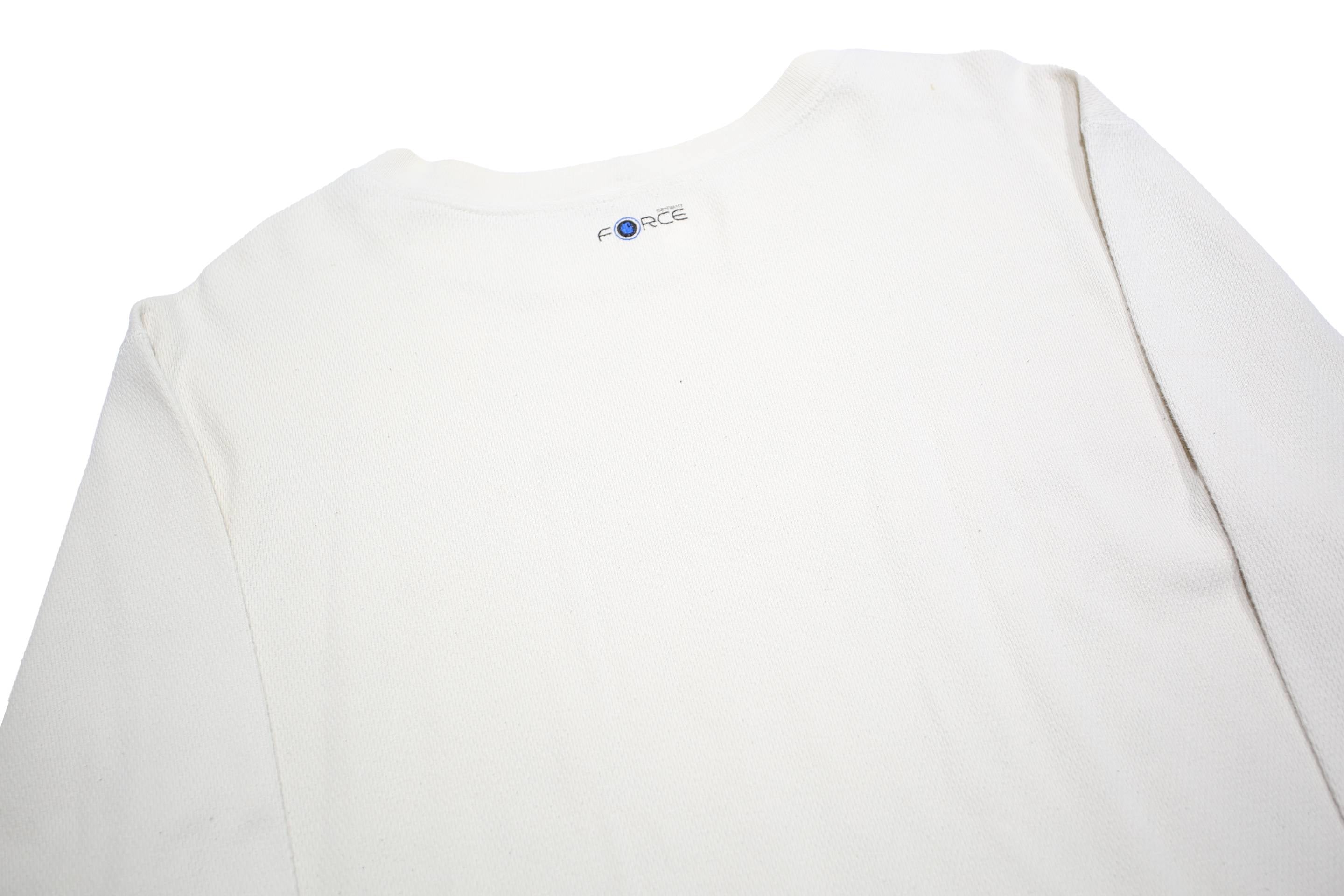 CARHARTT Mens White Crew Neck L Long Sleeve Cotton Sweatshirt Waffle Knit
