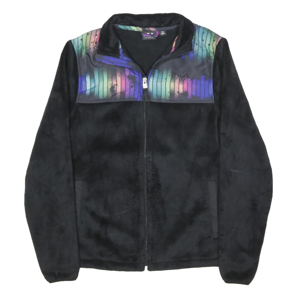 FILA Womens Black Polyester Blend Zip Up Jacket XS Colourblock Sport Casual