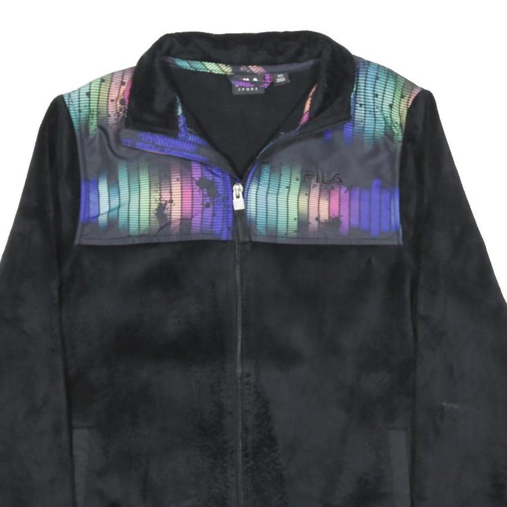FILA Womens Black Polyester Blend Zip Up Jacket XS Colourblock Sport Casual