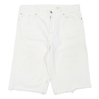 LEVIS Womens White Denim Cut-Off Shorts M W34 Casual Frayed Hem Cotton Blend