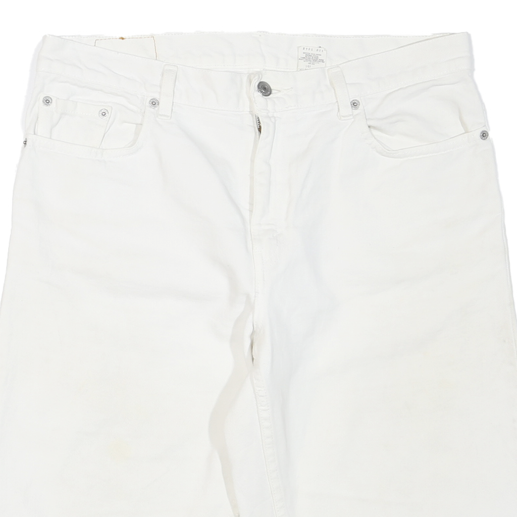 LEVIS Womens White Denim Cut-Off Shorts M W34 Casual Frayed Hem Cotton Blend