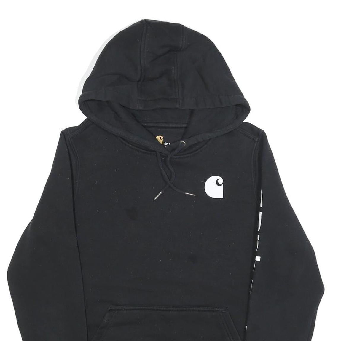 CARHARTT Womens Black Hoodie S Pullover Cotton Blend Casual Logo Print